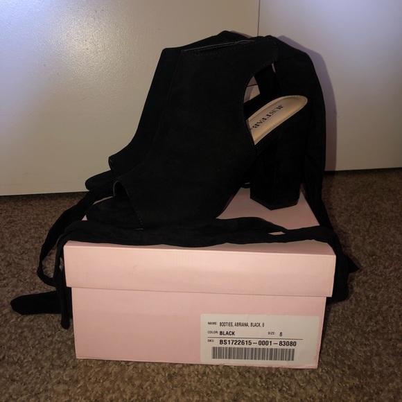 JustFab black shooties w/ suede ankle ties! - Picture 3 of 7